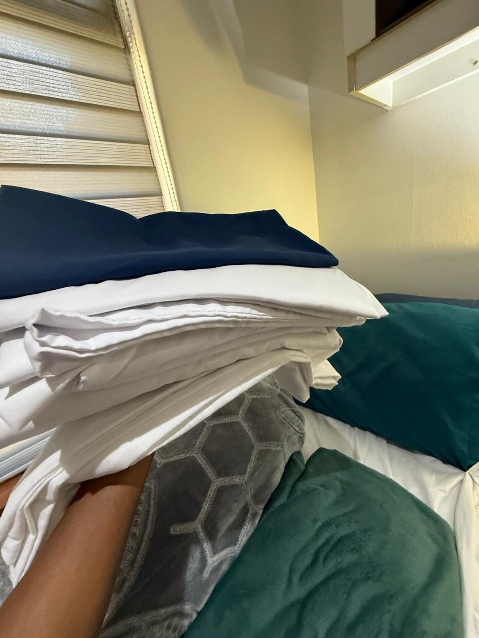 Folded clean linen and bedding